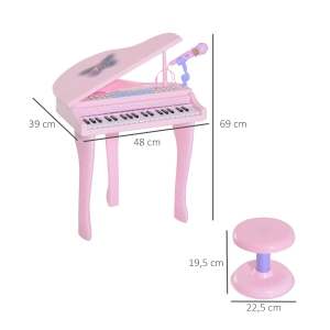 Keyboard Kinder mit 37 Tasten, Hocker Klavier mit Mikrofon, LED-Lehrmodus, Aufnahme, Piano Musikinst