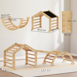 9-in-1 Indoor Climbing Frame, Ramp, Slide, Ladder, Chalkboard, for Toddlers, Wood