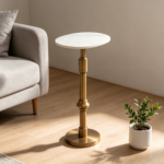 Höhenverstellbarer Beistelltisch aus Sinterstein, moderner ovaler Sofatisch mit 11 mm weißer Keramik - Image 2