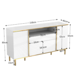 Sideboard, high-gloss white dresser with 1 drawer, chest of drawers, bedroom dresser, high-gloss whi - Image 5