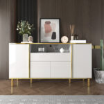 Sideboard, high-gloss white dresser with 1 drawer, chest of drawers, bedroom dresser, high-gloss whi - Image 10