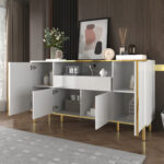 Sideboard, high-gloss white dresser with 1 drawer, chest of drawers, bedroom dresser, high-gloss whi - Image 11