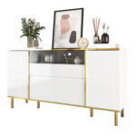 Sideboard, high-gloss white dresser with 1 drawer, chest of drawers, bedroom dresser, high-gloss whi - Image 12