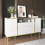 Sideboard, high-gloss white dresser with 1 drawer, chest of drawers, bedroom dresser, high-gloss whi - Image 13