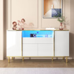 Sideboard, high-gloss white dresser with 1 drawer, chest of drawers, bedroom dresser, high-gloss whi - Image 14