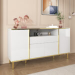 Sideboard, high-gloss white dresser with 1 drawer, chest of drawers, bedroom dresser, high-gloss whi - Image 16