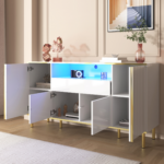 Sideboard, high-gloss white dresser with 1 drawer, chest of drawers, bedroom dresser, high-gloss whi - Image 19