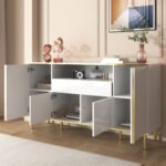Sideboard, high-gloss white dresser with 1 drawer, chest of drawers, bedroom dresser, high-gloss whi - Image 20