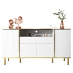 Sideboard, high-gloss white dresser with 1 drawer, chest of drawers, bedroom dresser, high-gloss whi - Image 21