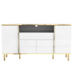 Sideboard, high-gloss white dresser with 1 drawer, chest of drawers, bedroom dresser, high-gloss whi - Image 22