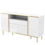 Sideboard, high-gloss white dresser with 1 drawer, chest of drawers, bedroom dresser, high-gloss whi - Image 23