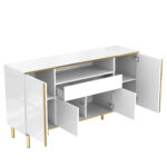 Sideboard, high-gloss white dresser with 1 drawer, chest of drawers, bedroom dresser, high-gloss whi - Image 25