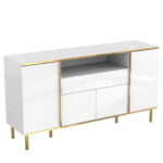 Sideboard, high-gloss white dresser with 1 drawer, chest of drawers, bedroom dresser, high-gloss whi - Image 27