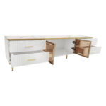 TV Cabinet in Marble Look, TV Stand with 4 Legs, LED, 4 Textured Drawers with Gold Handles and Two B - Image 15