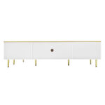 TV Cabinet in Marble Look, TV Stand with 4 Legs, LED, 4 Textured Drawers with Gold Handles and Two B - Image 19