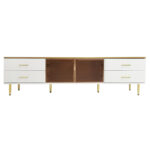 TV Cabinet in Marble Look, TV Stand with 4 Legs, LED, 4 Textured Drawers with Gold Handles and Two B - Image 20